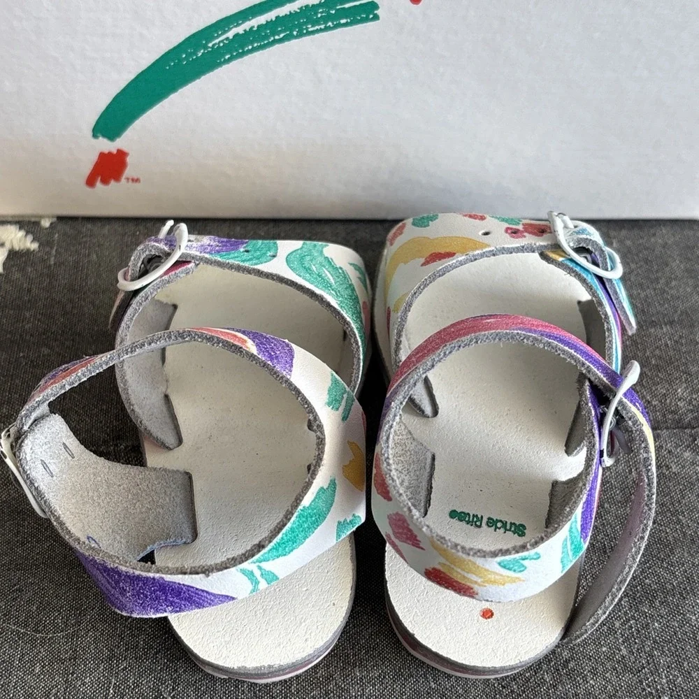 Vintage Stride Rite Peek A Boo Print Sandals Original Box Toddler Size 3 M 1990s